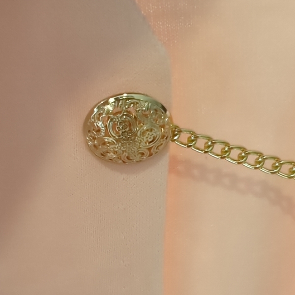 ALEEZA Paris Light Pink Cardigan with Gold Accents NWT Size Large - Picture 4 of 5